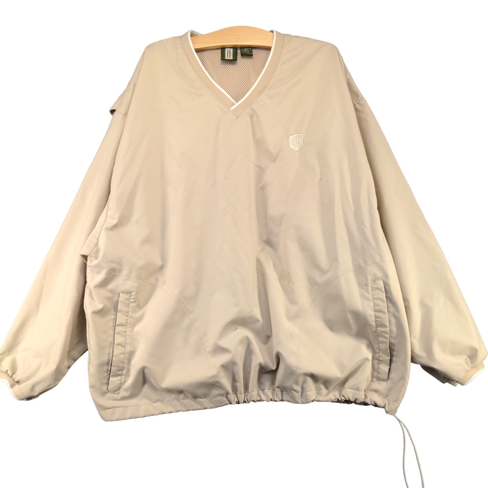 Hartwell Mens UPS Uniform Pullover Jacket Tan Size XL Embroidered Logo